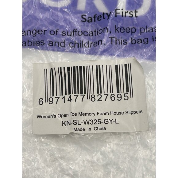 RockDove Womens L Memory Foam Open Toe Slide Scuff Slippers Gray Black 9-10 EUC - Picture 7 of 8